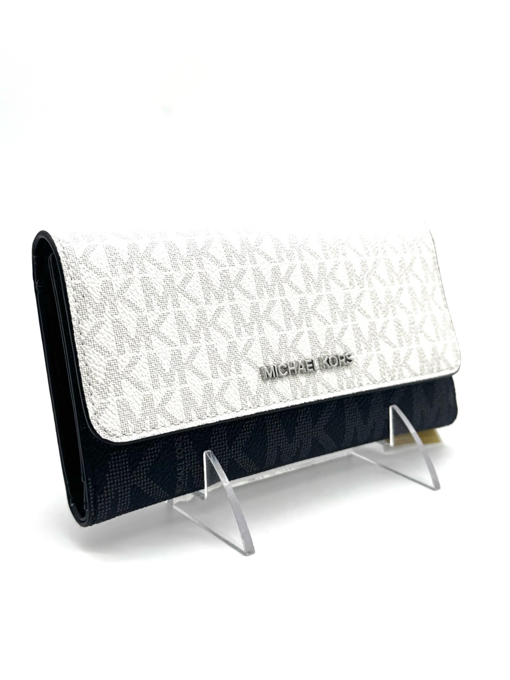 Michael Kors Large Jet Set Travel Trifold Wallet - Optic White Multi